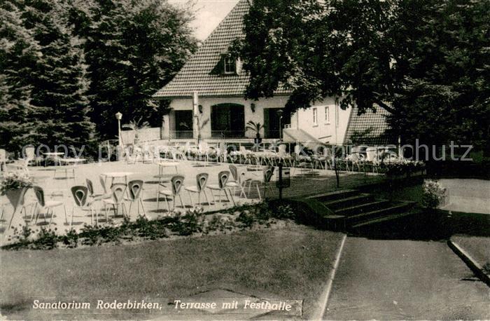 Leichlingen Rheinland Sanatorium Roderbirken Terrasse mit Festhalle