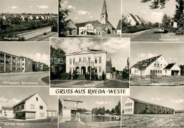 Rheda-Wiedenbrueck Wilhelmplatz Portlandstr. Evgl.Gemeindehaus Freibad