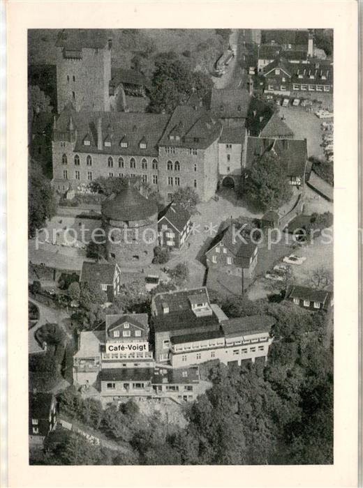 Burg Wupper Fliegeraufnahme Cafe-Restaurant Voigt Schlossplatz Reklame-Karte