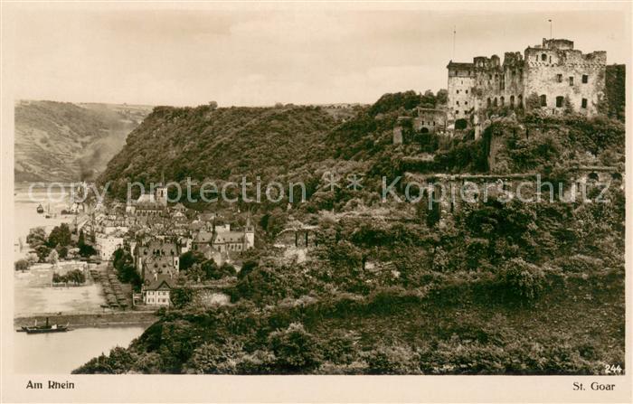 St Goar Rheinpartie mit Burg Rheinfels