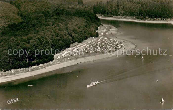 Langscheid Sorpesee Boots und Zeltplatz Fliegeraufnahme