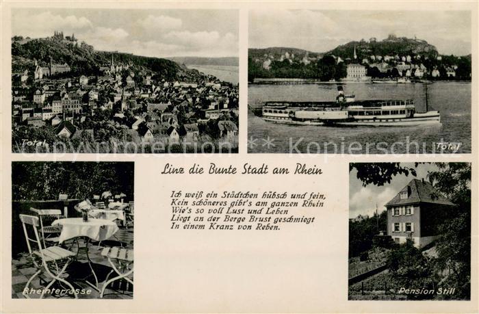 Linz Rhein Total Panorama Rheindampfer Rheinterrasse Pension Still