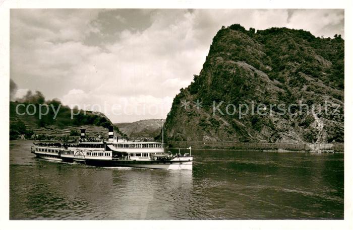 St Goarshausen Die Lorelei mit Dampfer Kaiser Wilhelm