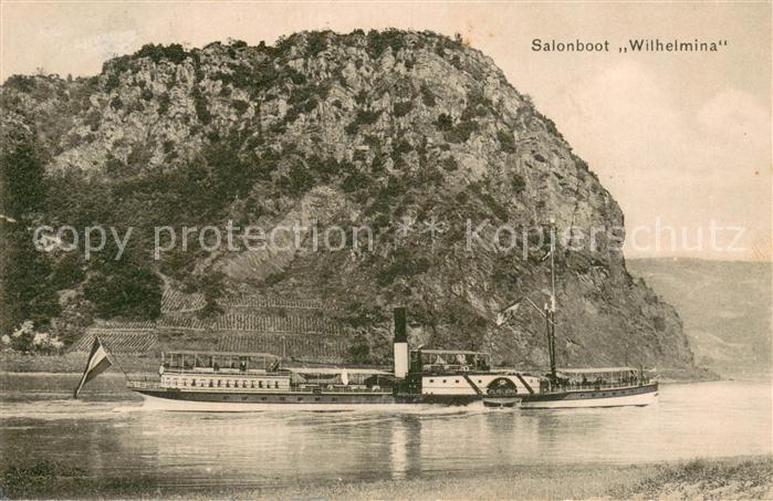 St Goarshausen Die Loreley mit Salonboot Wilhelmina