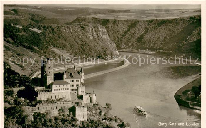St Goarshausen Gaststaette Auf der Loreley mit Burg Katz