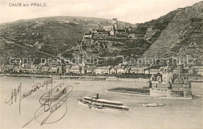 Caub Rheinpanorama mit der Pfalz