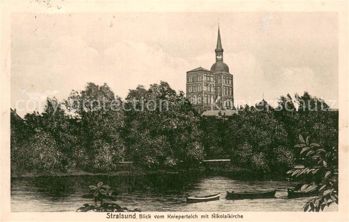 Stralsund Blick vom Knieperteich mit Nikolaikirche