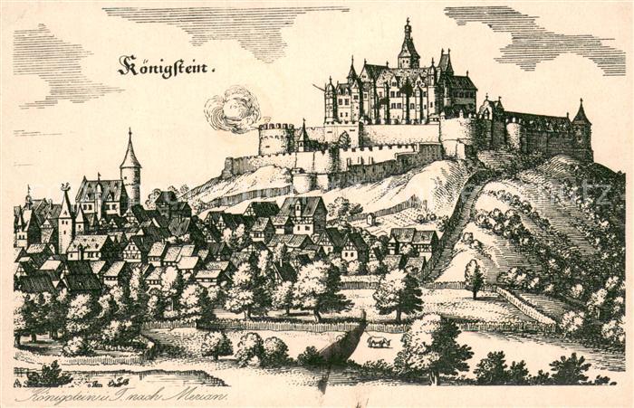 Koenigstein Taunus Stich nach Merian Kuenstlerkarte