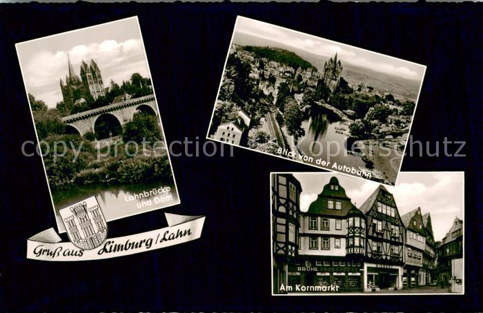 Limburg Lahn Lahnbruecke Dom Panorama Blick von der Autobahn Kornmarkt Altstadt