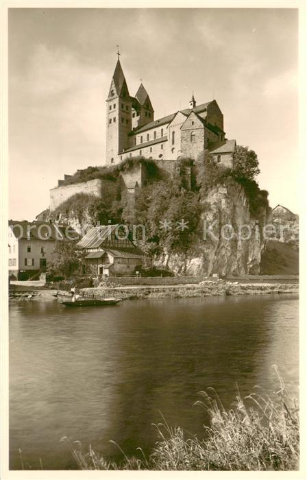 Dietkirchen Lahn Blick ueber die Lahn Lubentius Kirche