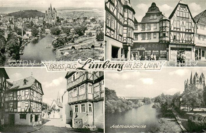 Limburg Lahn Panorama Blick von der Autobahnbruecke Kornmarkt Altstadt Fachwerkh