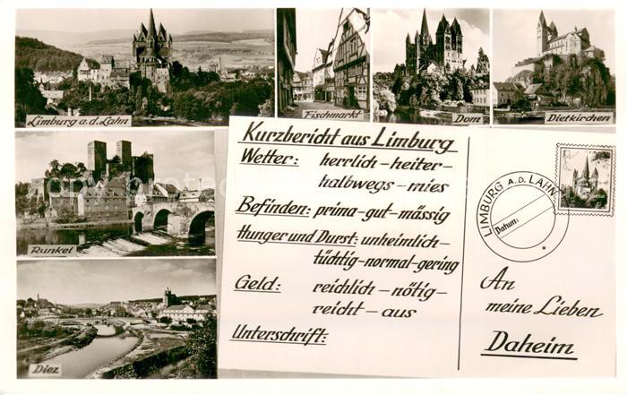 Limburg Lahn Stadtpanorama mit Dom Fischmarkt Dietkirchen Schloss Runkel Diez Br