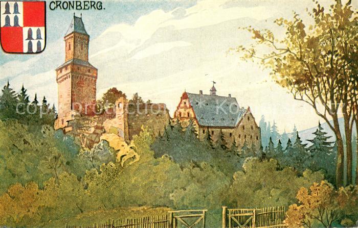 Kronberg Taunus Burg Kronberg Wappen Kuenstlerkarte
