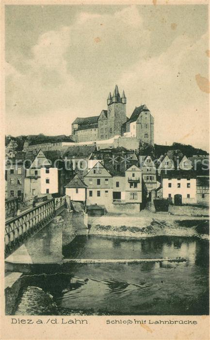 Diez Lahn Lahnbruecke Blick zum Schloss