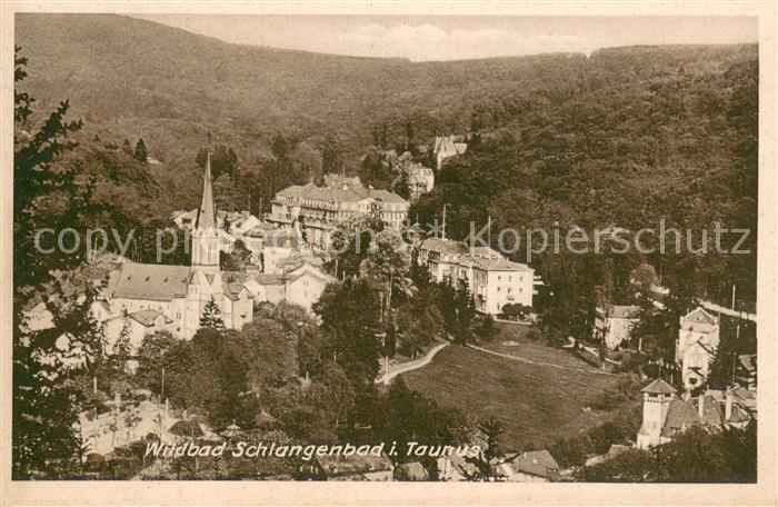 Bad Schlangenbad Taunus Ortsansicht Kurort mit Kirche