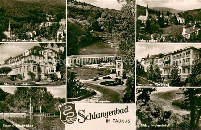 Schlangenbad Taunus Panorama Blick vom Wilhelmsfelsen Kurhotel Thermalschwimmbad