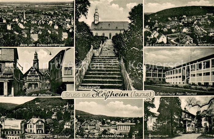 Hofheim Taunus Stadtpanorama Rathaus Bergkapelle Krankenhaus Schule Sanatorium