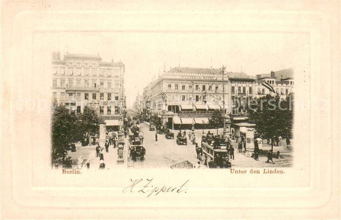 BERLIN CITY Unter den Linden Pferdebus Pferdekutschen Verkehr Viktoria Hotel