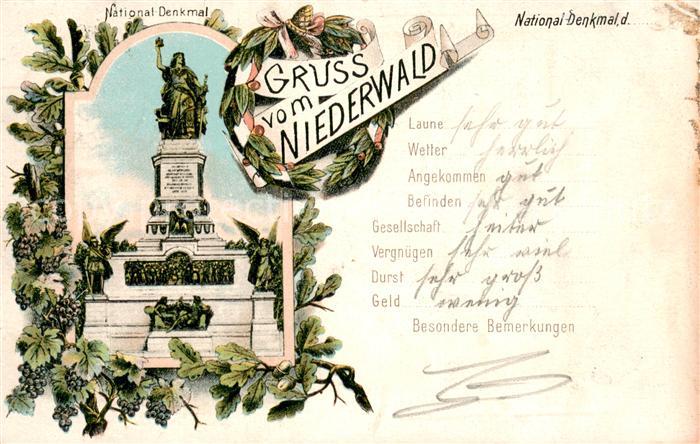 Ruedesheim am Rhein Nationaldenkmal Niederwald Litho