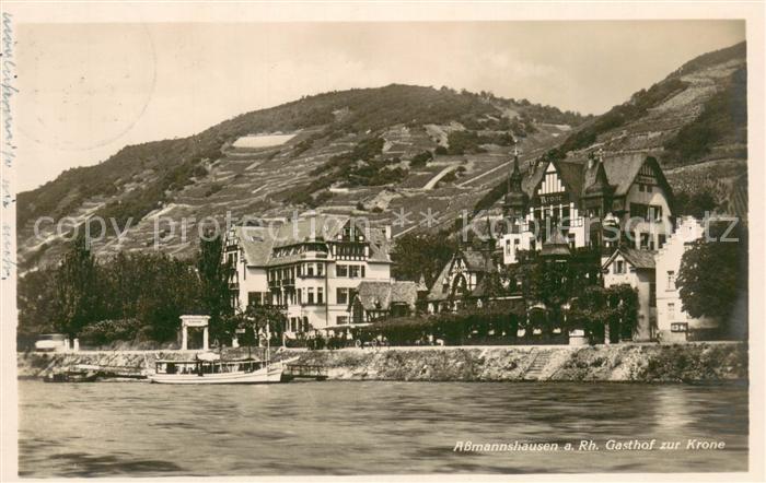 Assmannshausen Blick ueber den Rhein Gasthof zur Krone