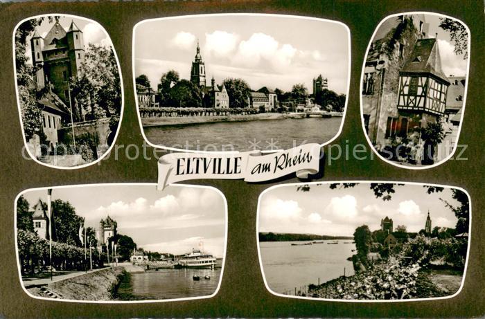 Eltville Rhein Gaststaette Cafe Rheinhalle Rheinfaehre Burg Erker Fachwerkhaus