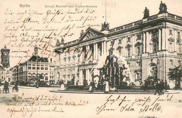 BERLIN  CITY Koeniglicher Marstall Neptunbrunnen Soldatenkarte