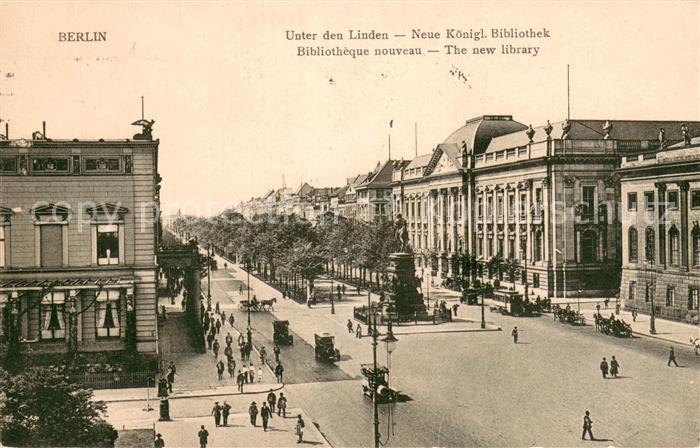 BERLIN  CITY Unter den Linden Koenigliche Bibliothek Denkmal Automobile Feldpost
