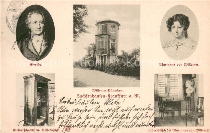Sachsenhausen Frankfurt Willemer Haeuschen Portraits Goethe Marianne von Willeme