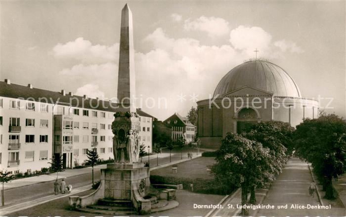 Darmstadt St. Ludwigskirche und Alice Denkmal