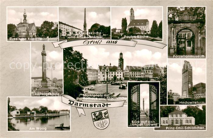 Darmstadt Russische Kapelle Kirche Denkmal Museum Ludwigssaeule Marktplatz Ratha