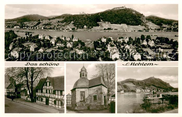 Mehlem Godesberg Bonn Panorama Blick ueber den Rhein Fachwerkhaus Kirche Rheinda