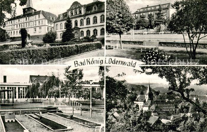 Bad Koenig Odenwald Schloss Kurgarten Sanatorium Kurgarten Ortsansicht mit Kirch