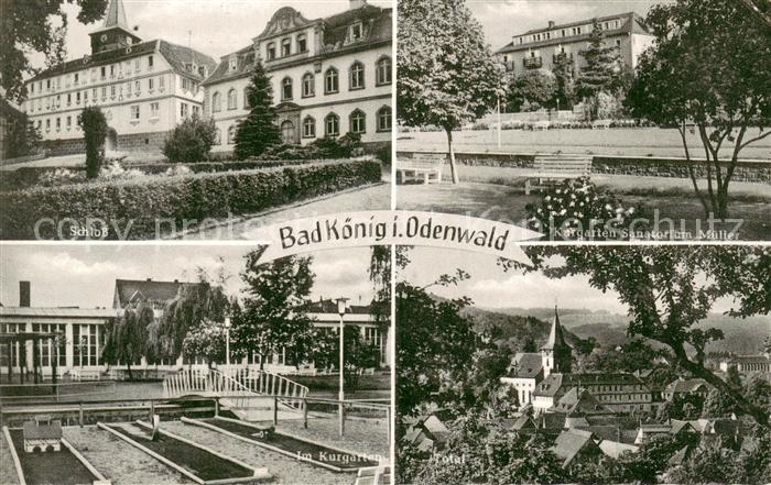 Bad Koenig Odenwald Schloss Kurgarten Sanatorium Ortsansicht mit Kirche