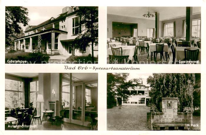 Bad Orb Spessartsanatorium Gaestehaus Speisesaal Aufenthaltsraum Park Brunnen