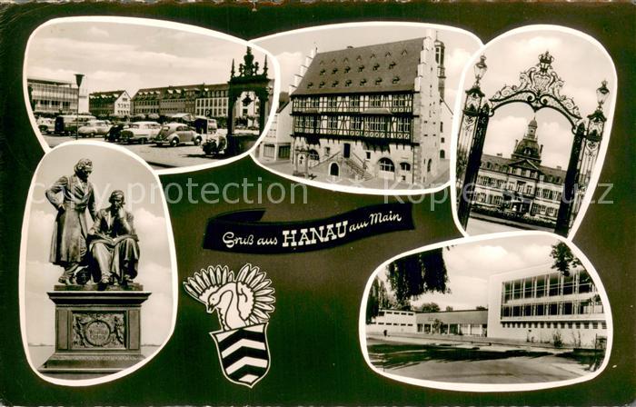 Hanau Main Partie Innenstadt Altstadt Goldschmiedehaus Rathaus Schule Denkmal