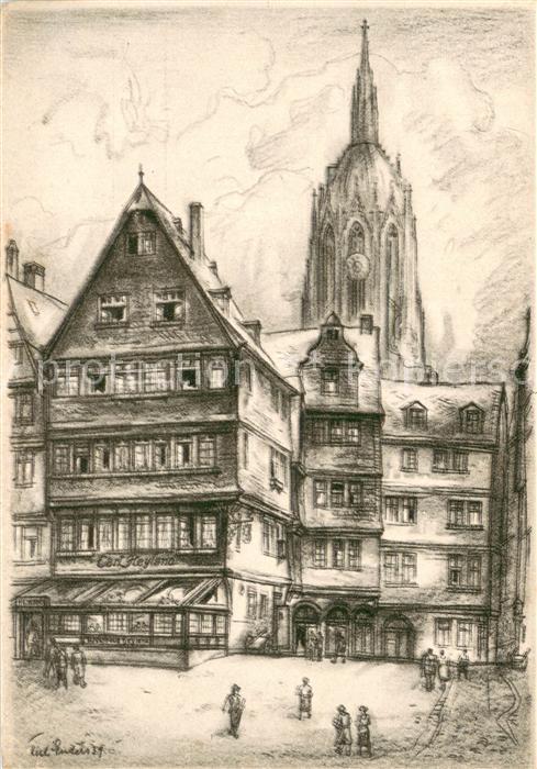 Frankfurt Main Weinhaus Carl Heyland Kuenstlerkarte Feldpost