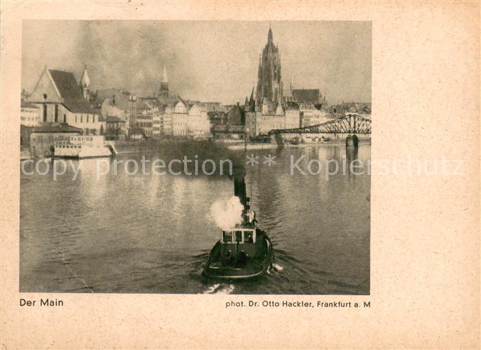 Frankfurt Main Blick ueber den Main zum Dom Dampfer