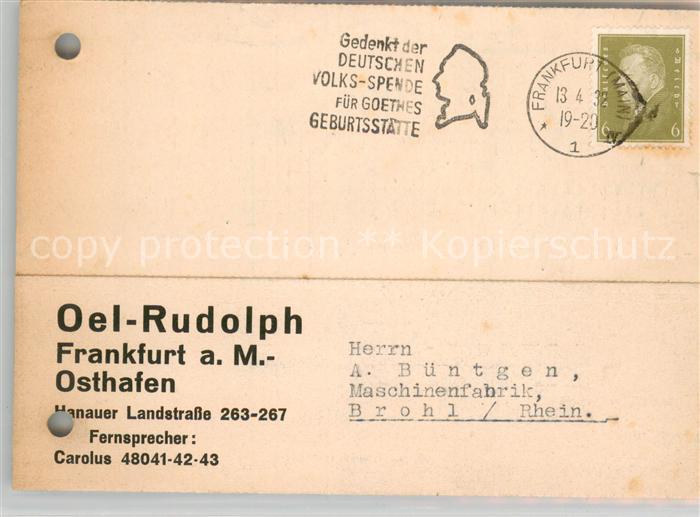 Frankfurt Main Oel Rudolph Industrie Geschaeftskorrespondenz