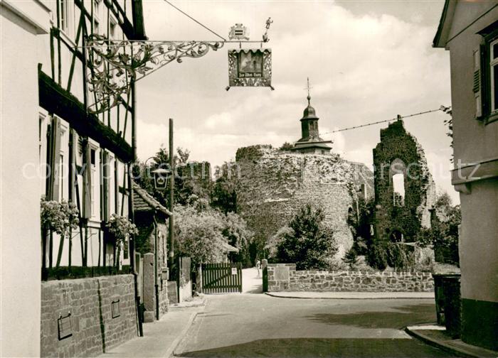 Dreieichenhain Burg Hayn Burgruine Gaststaette Zur alten Burg Fachwerkhaus