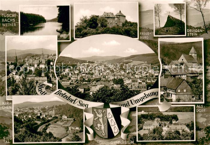 Betzdorf Sieg Stadtpanorama Tueschebachsweiher Freusburg Druidenstein Kirchen Gy