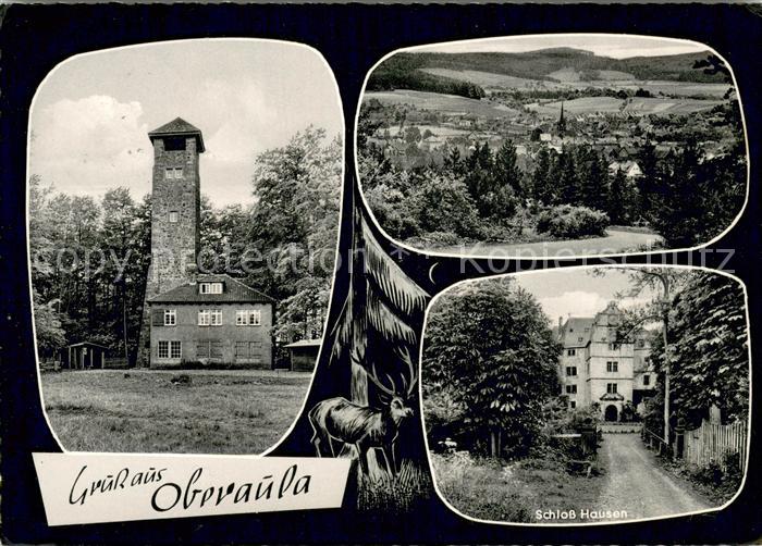 Oberaula Gaststaette Aussichtsturm Schloss Hausen Panorama Hirsch