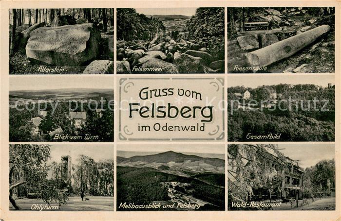 Felsberg Odenwald Felsenmeer Riesensaeule Wald-Restaurant Ohlyturm Altarstein