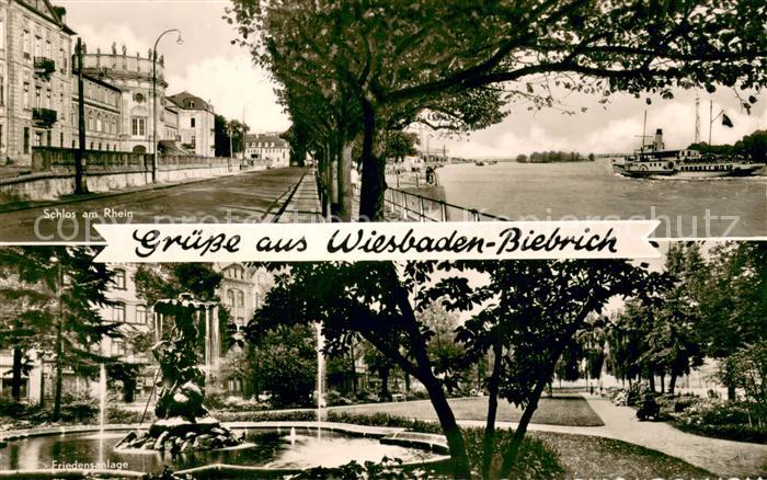 Biebrich Wiesbaden Schloss am Rhein Friedensanlage Brunnen