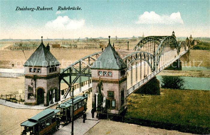Duisburg Ruhrort Ruhrbruecke mit Strassenbahnen