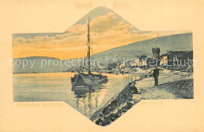 Ruedesheim am Rhein Uferpartie Segelboot