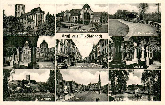 MoeNCHENGLADBACH NRW Muenster Geroplatz Markt Volksgarten Radrennbahn Hauptbahn