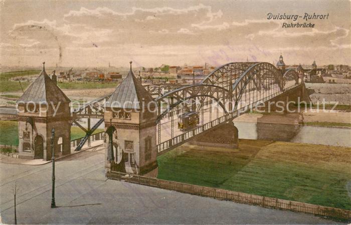 Duisburg Ruhrort Ruhrbruecke mit Strassenbahn