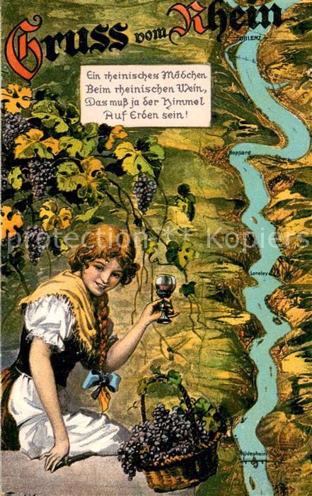 Ruedesheim am Rhein Ansichtskarte des Winzers Chr. Hermani Weinausschank u. Lebe