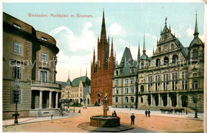 Wiesbaden Marktplatz mit Brunnen