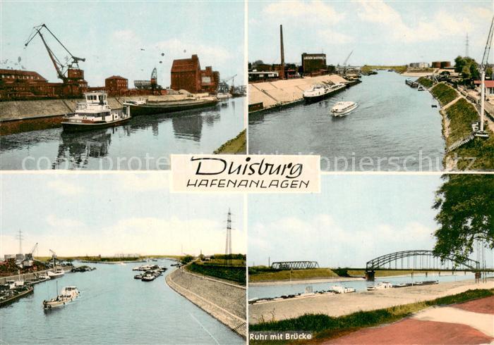 Duisburg Ruhr Hafenanlagen Ruhr mit Bruecke